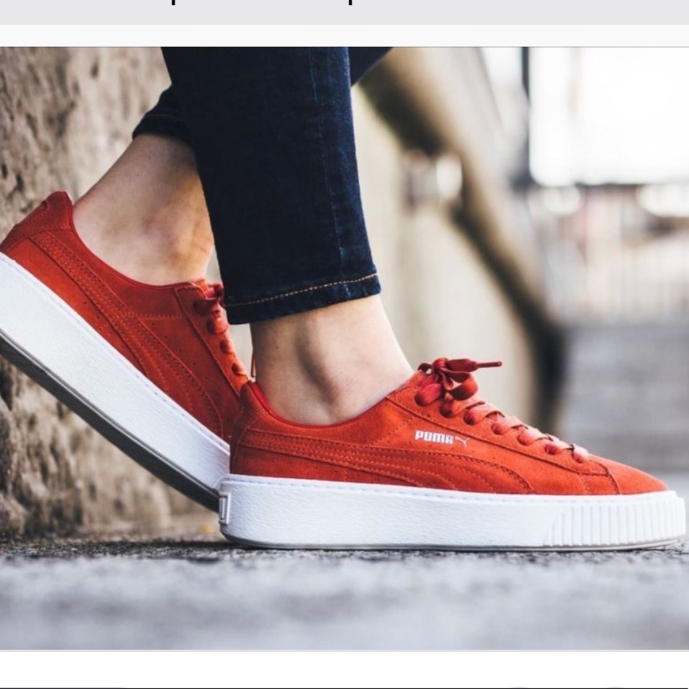 Red puma platform sneakers!